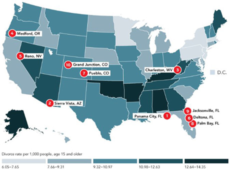 US Divorce Rate Distribution by State - Click for Larger Image